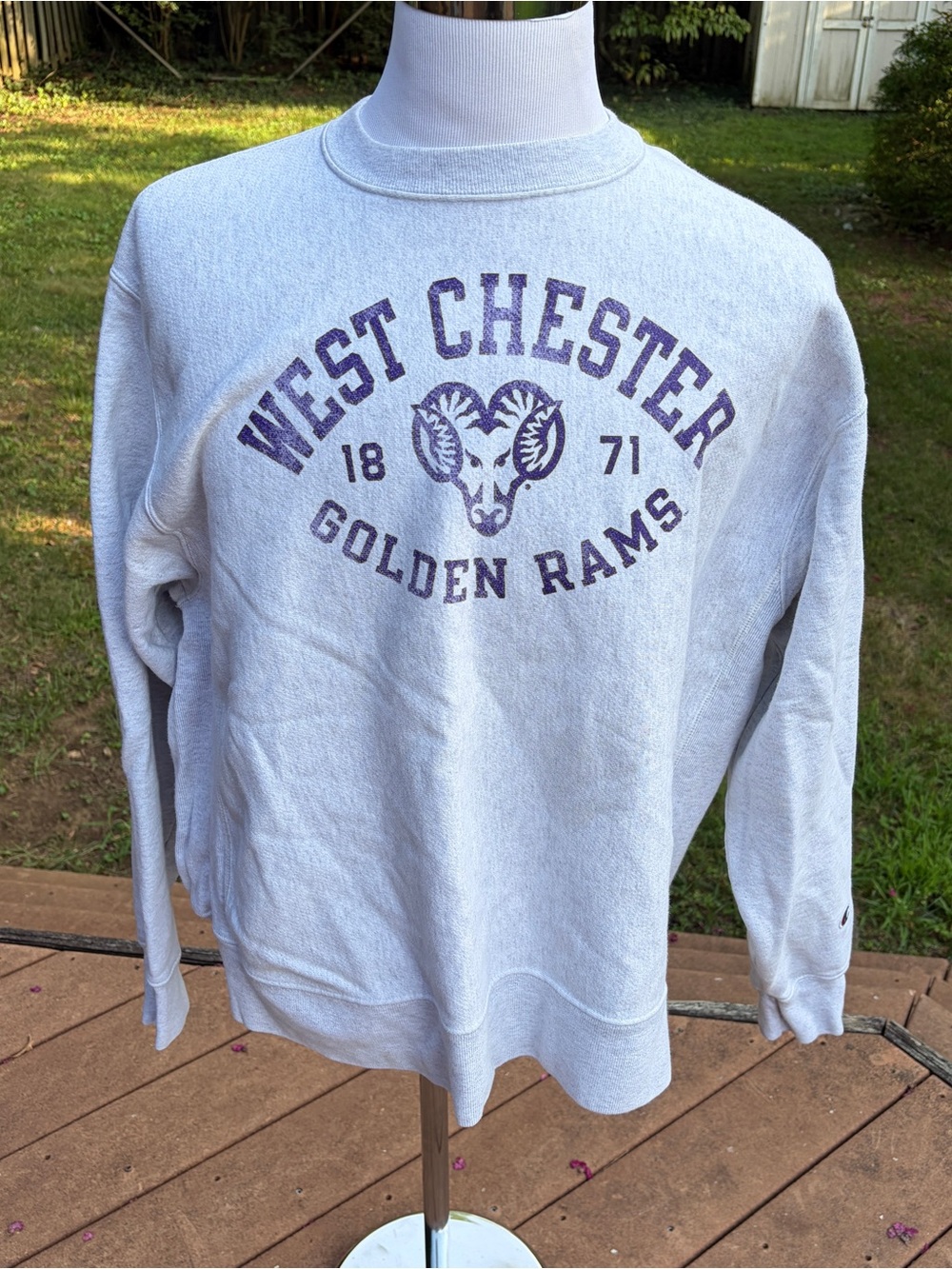 West Chester Champion REVERSE WEAVE Sweatshirt Gray XL Soft FADED Golden Rams